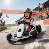 HOMCOM 24V Electric Go Kart for Kids, Drifting Ride-On Racing Go Kart with Slow Start, Music, Horn Honking and Safety Belt, for 8-12 Years Old, White