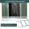 Outsunny 7 x 4ft Lean to Garden Shed with Foundation Kit, Double Door and Vents, Outdoor Metal Storage Shed for Equipment Tools, Green