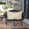 Outsunny Double Camping Chair for Adults, Oversized Heavy Duty Padded Folding Chair with Armrests, Cup Holders and Carry Bag for Outdoor Camping Hiking Picnic Fishing, 250kg Capacity, Khaki