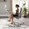 HOMCOM Folding Desk with Monitor Shelf, 70 cm Foldable Computer Desk for Small Spaces, Space Saving Writing Table Workstation for Home Office, Study, Easy Assembly