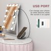 HOMCOM Hollywood Vanity Mirror with Lights, 37x46 cm Lighted Makeup Mirror with 3 Colour, 12 LED Bulbs, 10X Magnifying, USB Charging Port, Phone Holder, 360 Rotation, Touch Screen