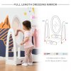 HOMCOM Free Standing Full Length Mirror, Child's Dressing Mirror with storage shelf, Children's White Bedroom Furniture 360?? Rotation MDF, For 3- 8 Years Old, 40L x 30W x 104H cm
