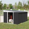 Outsunny 11.3 x 9.2ft Lean to Metal Garden Shed, Outdoor Galvanised Tool Storage House with Double Sliding Doors and 2 Air Vents, Black