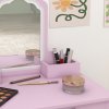 ZONEKIZ Kids Dressing Table, Kids Vanity Table, Girls Dressing Table with Mirror, Stool, Drawer, Storage Boxes, Cloud Design, for Ages 3-6 Years - Pink