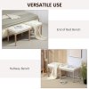 HOMCOM Bedroom End of Bed Bench, 117cm French Vintage Bench with Thick Padding and Wood Legs, Button Tufted Bench for Entryway Living Room Bedroom Decor, Cream White