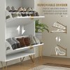 HOMCOM Narrow Shoe Cabinet, Slim Shoe Storage Cabinet with Adjustable Shelves for 12 Pairs of Shoes, White