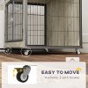PawHut Dog Crate Furniture on Wheels, Dog Cage End Side Table with Lockable Double Doors, for Medium Breeds, 80 x 56 x 62.5cm, Grey