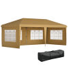 Outsunny 3 x 6m Garden Pop Up Gazebo, Height Adjustable Marquee Party Tent with Sidewalls, Storage Bag, Khaki