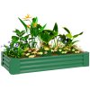 Outsunny Galvanised Raised Garden Bed, 180 x 90 x 30cm Raised Bed with Reinforcing Bars, Outdoor Raised Planter with Open Bottom for Vegetables, Flowers, Herbs, Green
