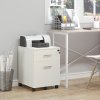 Vinsetto 2-Drawer Locking Office Filing Cabinet w/ 5 Wheels Rolling Storage Hanging A4 Cupboard Home Organisation White Wood Grain
