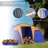 Outsunny 4-6 Man Tunnel Tent with 2 Bedroom, Living Area and Porch, Large Camping Tent, 2000mm Waterproof, Portable with Bag, for Fishing Hiking Festival, Orange and Blue