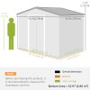 Outsunny 9 x 6ft Metal Garden Shed, House Hut Gardening Tool Storage with Ventilations, Sliding Door, Sloped Roof for Garden, Patio, Brown Wood Effect