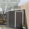 Outsunny 7 x 5FT Galvanised Metal Garden Shed with Foundation, Lean to Shed, Tool Storage House with Sliding Doors, 2 Vents, Adjustable Shelves and Hooks, Dark Grey