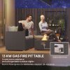 Outsunny 5 Piece Rattan Garden Furniture Set with Gas Fire Pit Table, 4 Seater Outdoor Sectional Sofa Set with Footstool and Removable Cushions, Modular Combination, Grey