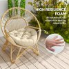 Outsunny Outdoor Seat Cushions Set of 2 with UV Protected Cover, Thick Round Chair Cushions for Patio Furniture, Tufted Design Chair Pads, 60 x 60 cm, Beige