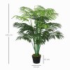 Outsunny 125cm/4FT Artificial Palm Plant Decorative Tree with Nursery Pot, Fake Plastic Indoor Outdoor Home Office D??cor, Green
