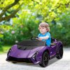 AIYAPLAY 12V Lamborghini Autentica Licensed Kids Electric Car with Butterfly Doors, Ride on Car with Remote Control, 4 Suspension Wheels, Soft Start, LED Lights, Music, Horn, Purple