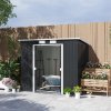 Outsunny 7 x 4ft Lean to Garden Shed with Foundation Kit, Double Door and Vents, Outdoor Metal Storage Shed for Equipment Tools, Dark Grey