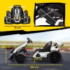 HOMCOM 24V Electric Go Kart for Kids, Ride On Racing Kart with Adjustable Seat, Battery Powered Drifting Ride On Car with Music, Light, Slow Start, Button Start, Horn, for 6-12 Years, White