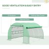 Outsunny 3 x 3 x 2 m Polytunnel Greenhouse with Roll-up Side Walls, Walk-in Grow House Tent with Steel Frame, Reinforced Cover, Zipped Door and 6 Mesh Windows for Garden, Green