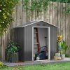 Outsunny 6.5 x 3.5ft Metal Garden Shed, Outdoor Storage Shed for Tool Organization with Double Sliding Doors and 4 Vents for Garden, Patio, Dark Grey