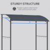 Outsunny 2.2 x 1.5 m BBQ Grill Gazebo Tent, Garden Grill with Metal Frame, Curved Canopy and 10 Hooks, Outdoor Sun Shade, Dark Grey