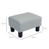 HOMCOM Faux Leather Footstool, Small Foot Rest, Rectangle Sofa Stool for Bedroom Living Room, Grey