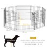 PawHut Eight-Panel Dog Playpen Puppy Pen Rabbits, Guinea Metal Crate, Pet Cage, Run Indoor, Outdoor, 61 x 61cm