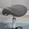 HOMCOM Cosmetic Stool 360?? Rotate Height Adjustable Salon Massage Spa Chair Hydraulic Rolling Faux Leather Saddle Stool Mobility, Grey