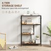 HOMCOM 4-Tier Bookshelf, Industrial Bookcase with Metal Frame, Storage Shelving Unit, Freestanding Shelves for Home Office, Study, Living Room, Bedroom, Rustic Brown