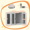 PawHut Dog Crate Furniture, Side Table Dog Kennel with Cushion, Large Door, for Large Dogs - Grey