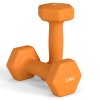 SPORTNOW Set of 2 Hex Dumbbells, Neoprene Weights Pair with Non-Slip Grip, Home Gym Fitness Training Equipment, 2 x 1.5kg, Orange