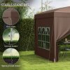 Outsunny 3 x 3 Meters Pop Up Water Resistant Gazebo Wedding Camping Party Tent Canopy Marquee with Carry Bag and 2 Windows, Coffee