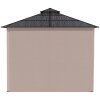 Outsunny 3 x 3 (m) Outdoor Polycarbonate Gazebo, Double Roof Hard Top Gazebo with Galvanised Steel Frame, Nettings & Curtains for Garden, Lawn, Patio and Deck, Khaki