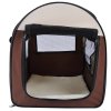 PawHut Foldable Pet Carrier for Miniature Dogs, Portable Cat Carrier Bag Soft Side Fabric Dog Crate with Removable Mat, Breathable Mesh, Ground Stakes, 46L x 36W x 41H cm - Brown