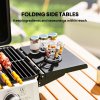 Outsunny 2 Burner Gas BBQ Grill with Foldable Side Tables, Portable Tabletop Gas Barbecue Grill with Built-in Thermometer, Lid, Grease Tray for Garden Party Camping Picnic Outdoor Cooking 5.6KW, Black
