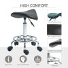 HOMCOM Saddle Stool, PU Leather Adjustable Rolling Salon Chair for Massage, Spa, Clinic, Beauty, Hairdressing and Tattoo, Black