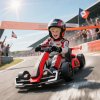 HOMCOM 24V Electric Go Kart for Kids, Ride On Racing Kart with Adjustable Seat, Battery Powered Drifting Ride On Car with Music, Light, Slow Start, Button Start, Horn, for 6-12 Years, Red