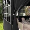 Outsunny 4m Hexagonal Gazebo Canopy Party Tent with 6 Removable Side Walls for Outdoor Event with Windows and Doors, Black