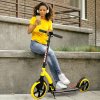 HOMCOM Foldable Kick Scooter with Double Shock Absorption and Big Wheels, Height Adjustable Aluminium Frame Big Wheel Scooter for 14+ Teens Adult - Yellow