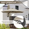 Outsunny 3 M Wall Mounted Garden Parasol Umbrella with Rotate, Outdoor Market Umbrella Sun Shade Canopy with 8 Ribs, Khaki