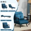 HOMCOM Single Chair Bed, Click Clack Convertible Bed Settee, Modern Velvet Feel Fabric Chair Couch with 1 Tufted Cushion, Wood Armrests, for Living Room, Bedroom, Guest Room