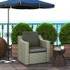 Outsunny 2 Pieces Outdoor Seat Cushions with Backrest, Fabric and PE Rattan Cover, Water Repellent Seat Pads for Chair, Swing, Sofa, Grey