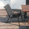 Outsunny Stackable Outdoor Chairs Set of 4, Rattan Garden Chairs with Armrests and Backrest for Deck, Grey