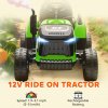 AIYAPLAY Ride on Tractor with Trailer, 12V Electric Vehicle with Remote Control, Ride on Car for Kids with Music, Shifter, Start-Up Sound for Ages 3-8 Years, Green