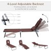 Outsunny Outdoor Folding Sun Lounger with Face Hole, 4 Level Adjustable Backrest Reclining Garden Lounger, Garden Recliner Sunbed with 600 D Oxford Cloth Seat and Pillow for Beach, Brown