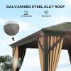Outsunny 3 x 3 m Hardtop Gazebo with Netting and Curtains, Garden Gazebo Canopy Shelter with Metal Roof, Aluminium Frame, for Garden, Deck, Bronze Tone