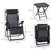 Outsunny Folding Zero Gravity Chairs, 3 Pieces Adjustable Sun Lounger and Table Set with Cup Holder and Headrest, Patio Bistro Set with Reclining Garden Chairs for Outdoor, Black
