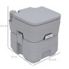 Outsunny 20L Portable Travel Mobile Toilet Outdoor Camping Handle WC with 2 Detachable Tanks & Push-button Operation, Grey