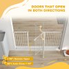 PawHut Dog Gate Stair Gate Pressure Fit Pets Barrier Auto Close for Doorway Hallway, 74-148cm Wide Adjustable, White